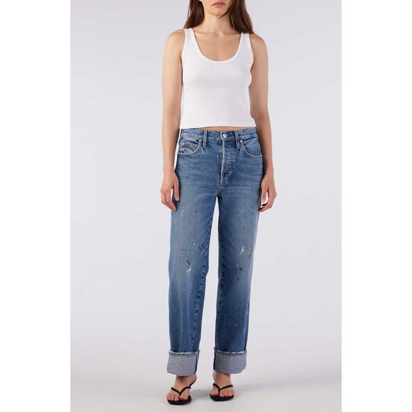 AMO Sonia Cuffed Paint Splatter Jean in Shattered 31 - Picture 1 of 6
